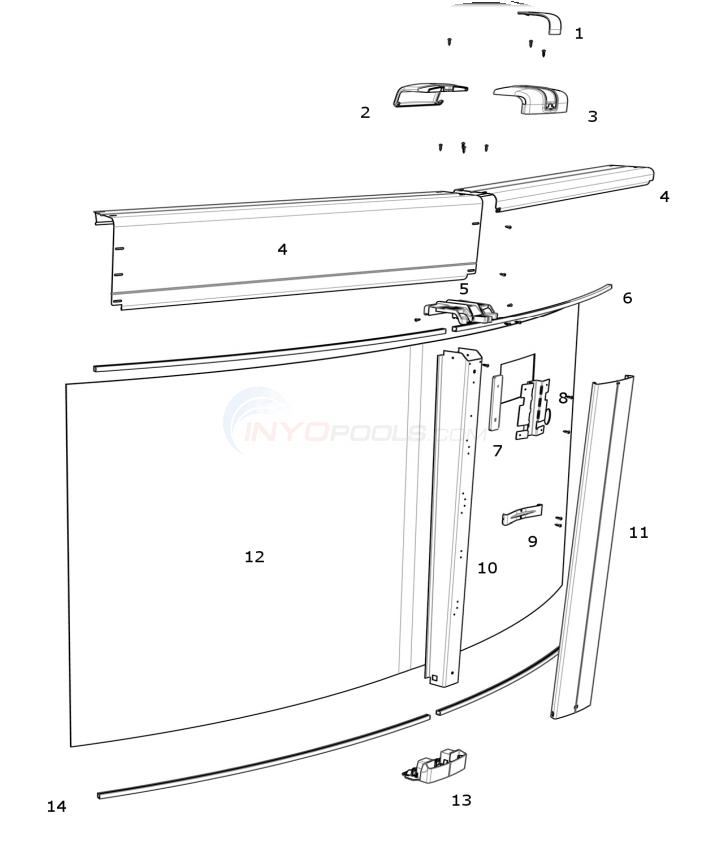 Contempra 15' Round 54" Wall (Steel Top Rail, Steel Upright) Diagram