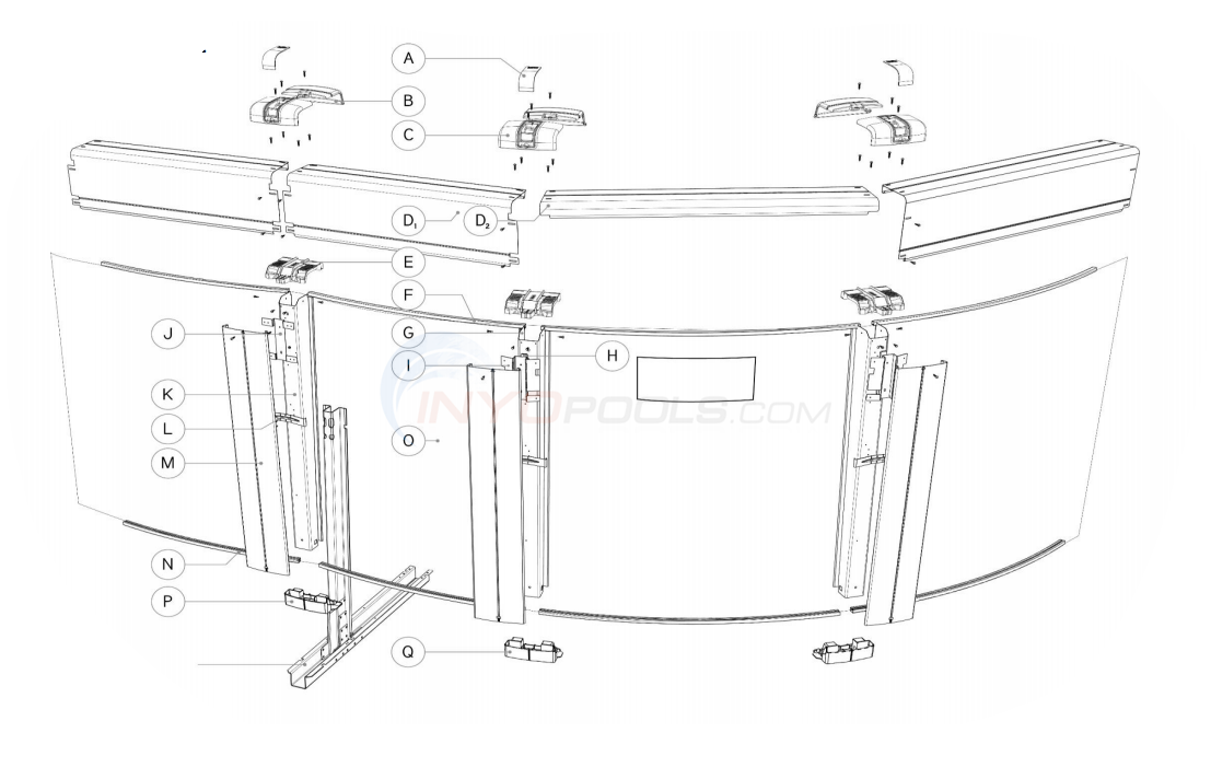 Contempra 18'x40' Oval 52" Wall (Steel Top Rail, Steel Upright) Diagram