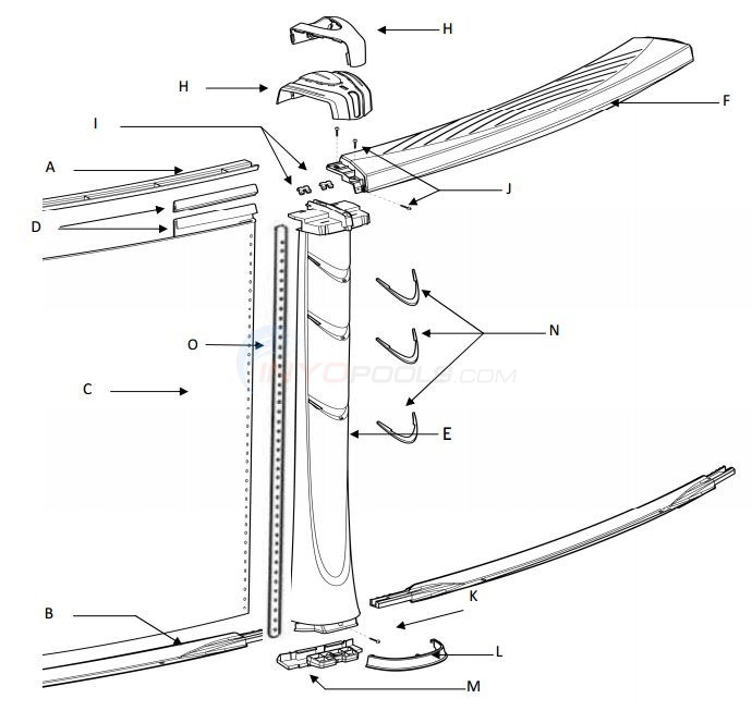 Creation 27' Round 54" Wall (Resin Top Rail, Resin Upright) Parts Diagram