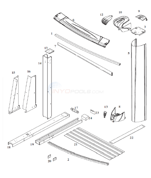 Diamond Star 18'x40' Oval 54" Wall (Resin Top Rail, Steel Upright) Diagram
