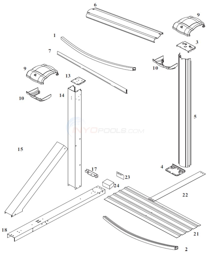 Eclipse LX 15'x30' Oval (Steel Top Rail, Steel Upright) Diagram