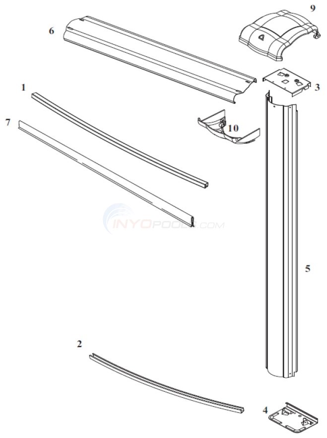 Eclipse LX 8' Round 52" Wall (Steel Top Rail, Steel Upright) Diagram