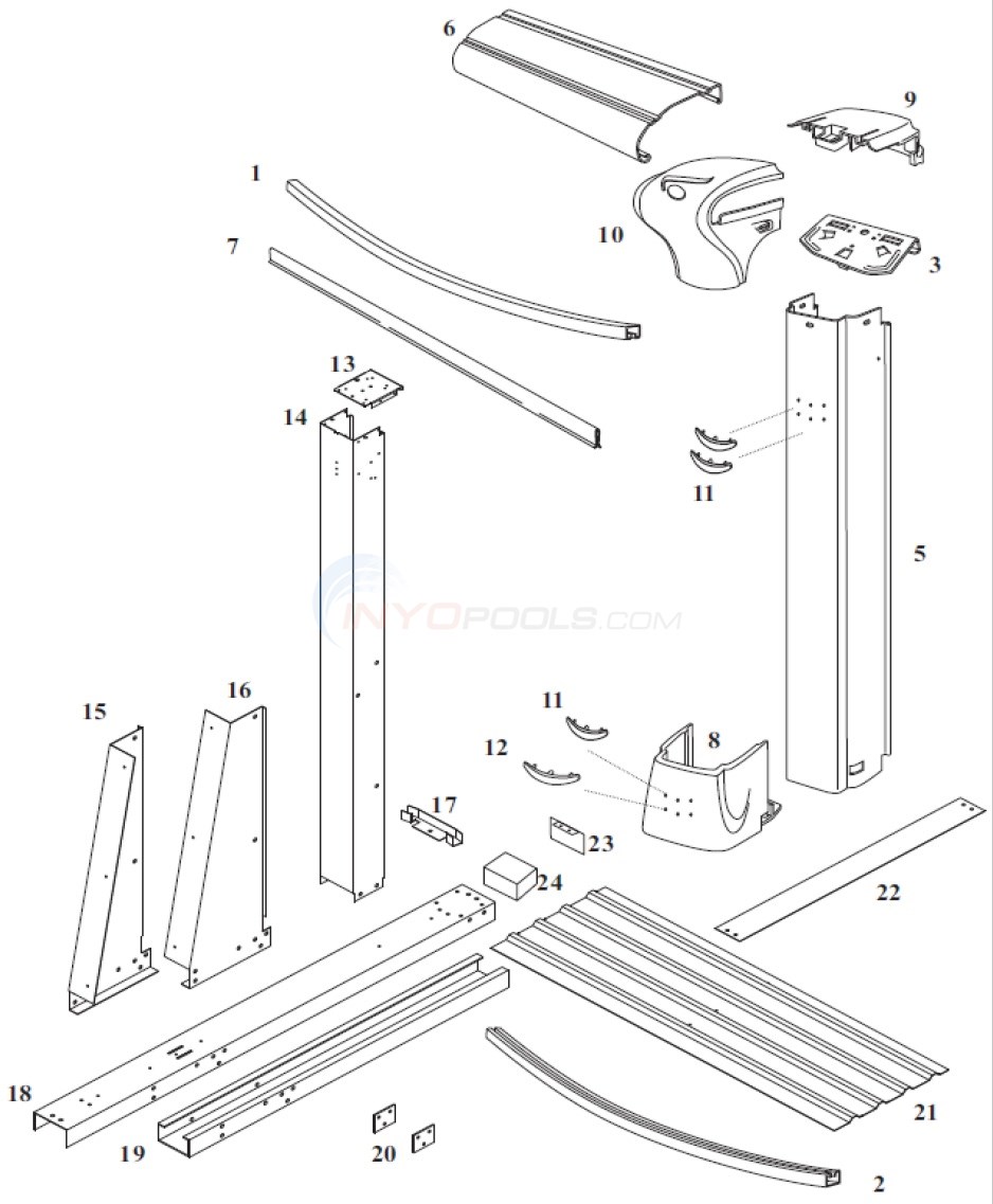 Endeavor 12'x24' Yardmore Oval (Steel Top Rail, Steel Upright) Diagram