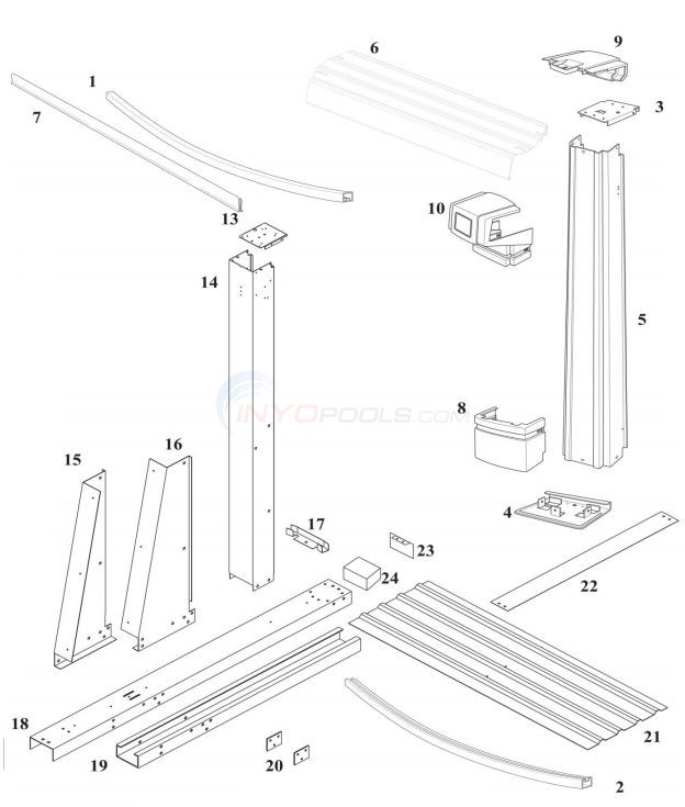 Escalade 12' x 24' Yardmore Oval 52" (Aluminum & Steel Top Rails, Steel Upright) Diagram