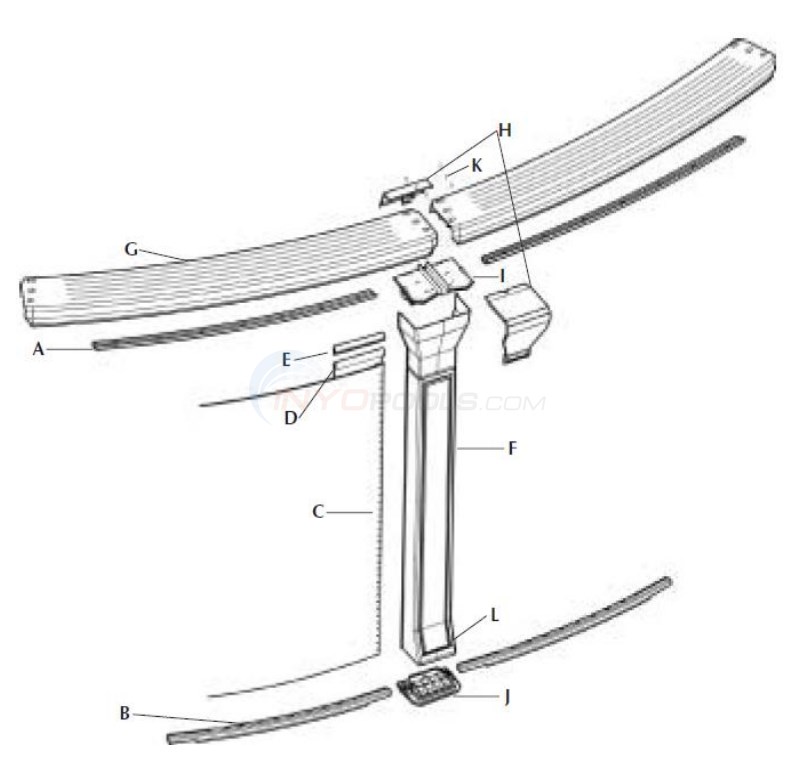 Escape 15' Round 54" Pearl (Resin Top Rail, Resin Upright) Diagram