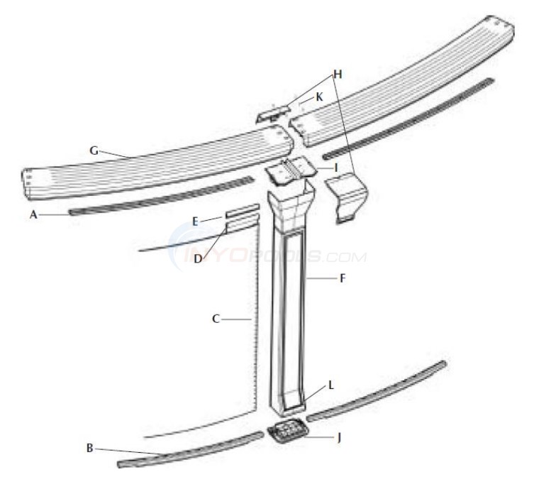 Evasion 33' Round 52" Gray (Resin Top Rail, Resin Upright) Diagram