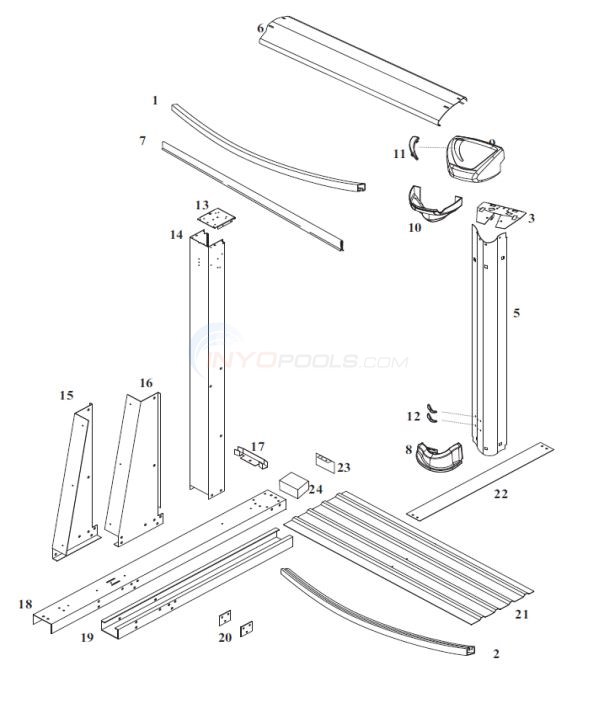 Evolution 18' x 33' Yardmore Oval 52" Wall (Steel Top Rail, Steel Upright) Diagram