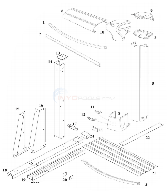Excursion 12'x24' Oval 54" Wall (Aluminum Top Rail, Aluminum Upright) Diagram
