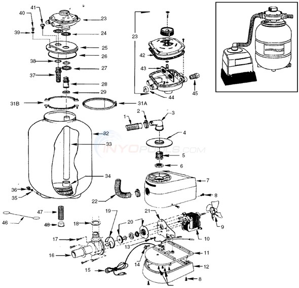 Muskin Sand Filter System - Model FS643 Diagram
