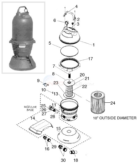 Above Ground Filter System TWM-30 Cartridge with Trap - Pool Supply World