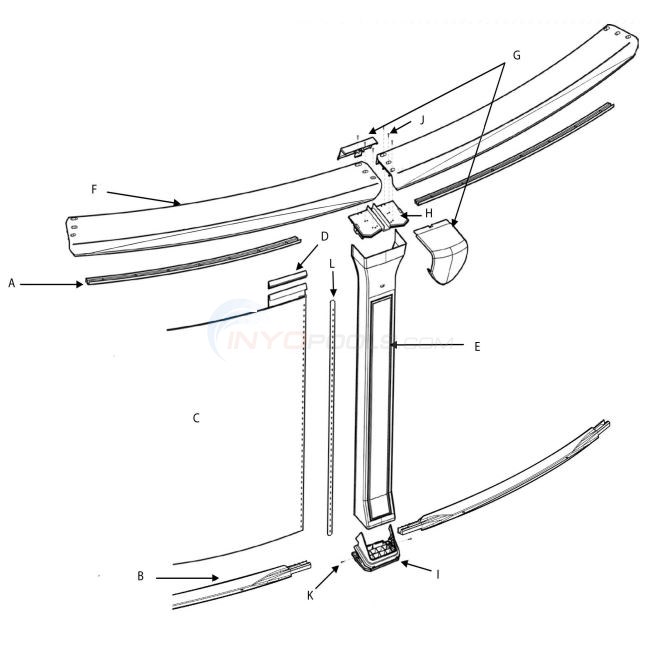 Galaxy 24' Round 54" Wall (Resin Top Rail, Resin Upright) Parts Diagram
