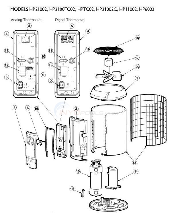 Hayward HeatPro Heat Pumps: HP21002, HP2100TC02, HPTC02, HP21002C, HP11002, HP6002 Diagram