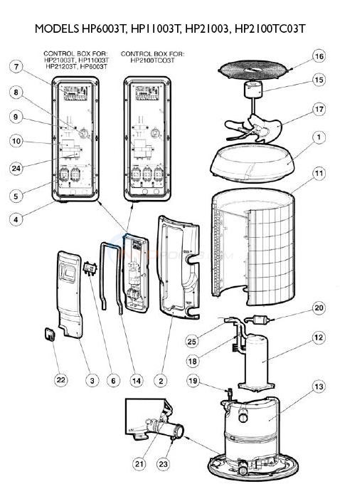 Hayward HeatPro Heat Pumps: HP6003T, HP11003T, HP21003, HP2100TC03T Diagram