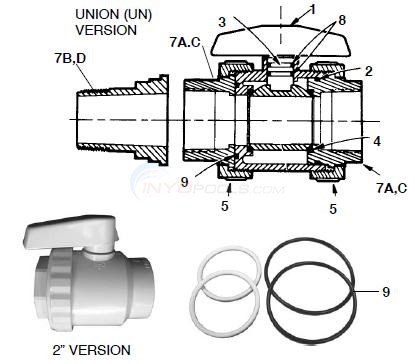Hayward 2" SP-724, 725, 726 Valve Parts Diagram