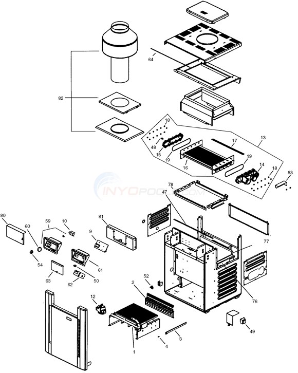 Raypak Atmospheric Digital RP2100 Heaters 206A, 266A, 336A, 406A (11/01/04-Current) Diagram