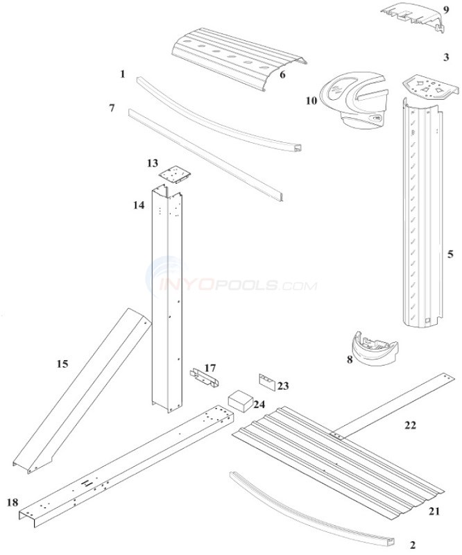 Heritage 12'x17' Yardmore Oval w/ Buttress (Steel Top Rail, Steel Upright) Diagram