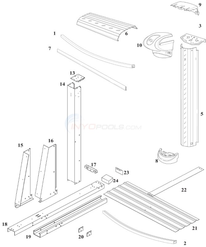 Heritage  12'x20' Yardmore Oval (Steel Toprail, Steel Upright) Diagram