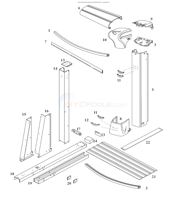 Horizon 12'x17' Oval 54" Wall (Resin Top Rail, Steel Upright) Diagram