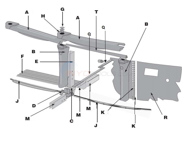 Impact 15x26 Oval 52" Wall (Resin Top Rail, Resin Upright) Parts Diagram