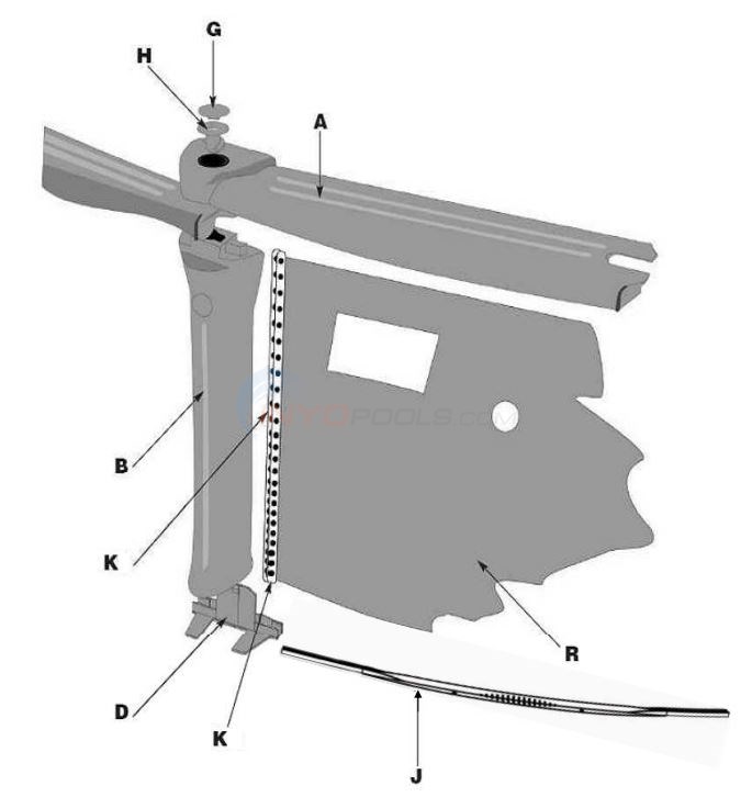 Impact 30" Round 52" Wall (Resin Top Rail, Resin Upright) Parts Diagram
