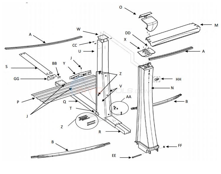Influence 21x43' Oval 54" Wall (Resin Top Rail, Resin Upright) Parts Diagram
