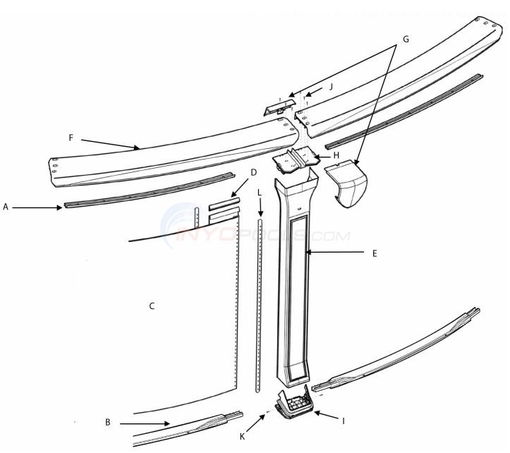Influence 21' Round 52" Wall (Resin Top Rail, Resin Upright) Parts Diagram