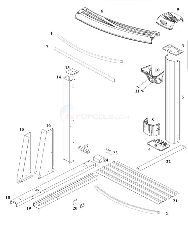 Integrity 18'x40' Oval 54" (Resin Top Rail, Wall Printed Steel Upright) Diagram