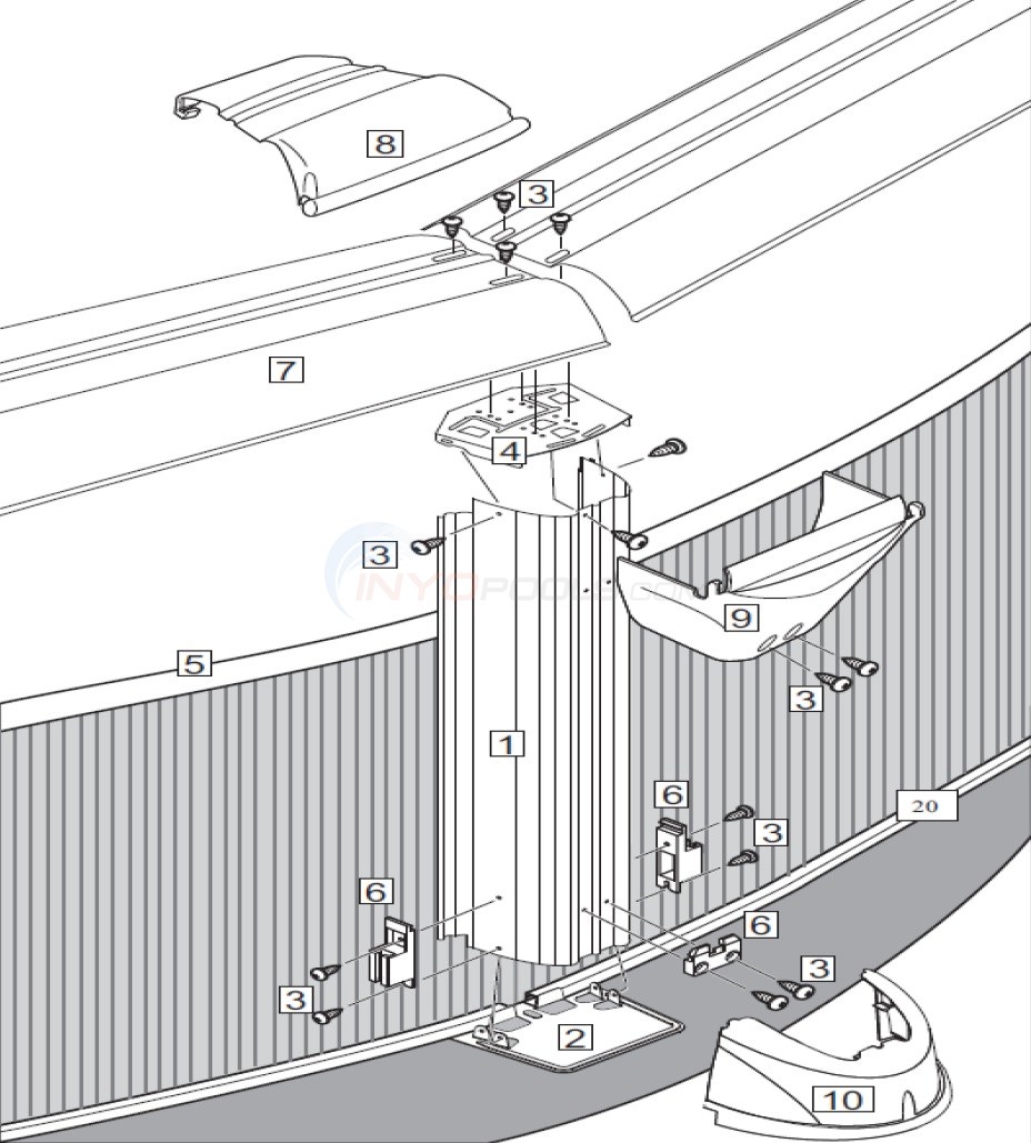 J2000 27' Round 52" Wall (Steel Top Rail, Steel Upright) Diagram