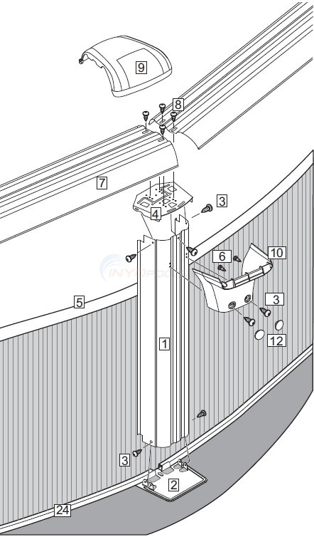 J3000 & Sierra Champagne 15' Round 52" Wall (Resin Top Rail, Steel Upright) Diagram