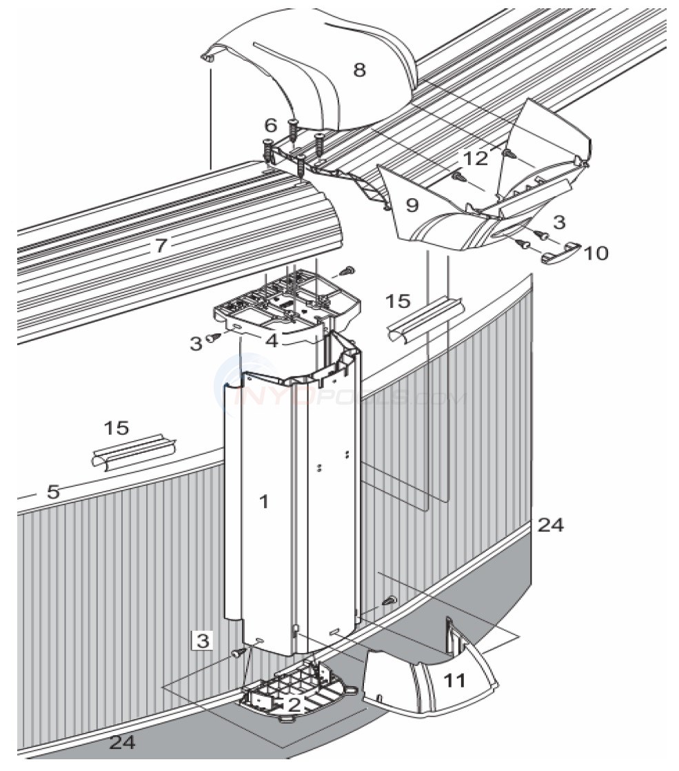 J4000 18' Round 52" Wall (Resin Top Rail, Resin Upright) Diagram
