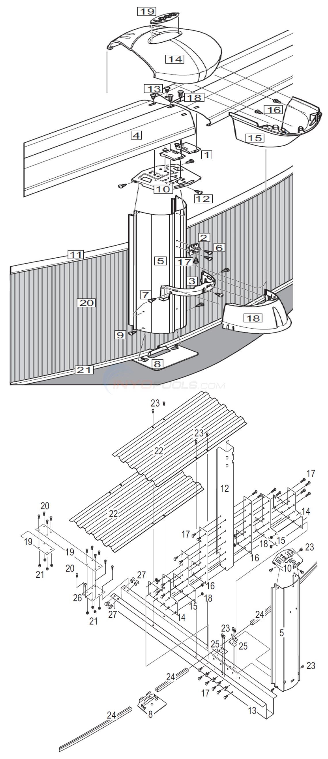 J5000 Mist 12'x24' Oval (Steel Top Rail, Steel Upright) Diagram