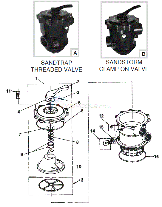 Jacuzzi Top Mount, 2", 39-2587-02-R Threaded Diagram