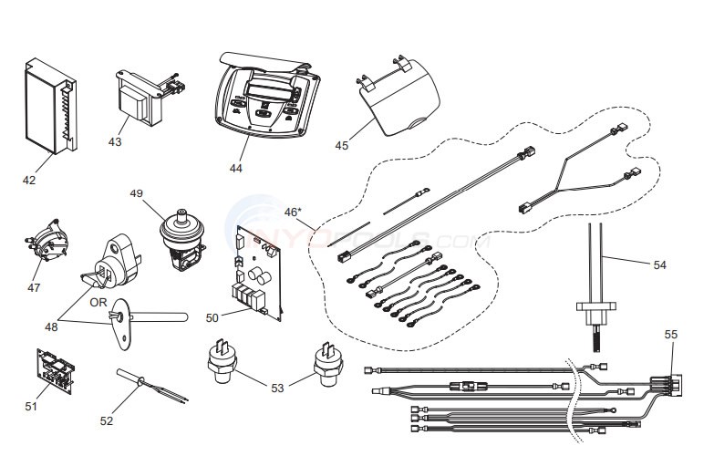 Jandy JXi Series Gas Heater Electrical System Components (2014-Present) Diagram