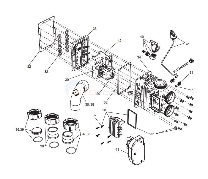 Jandy JXi Series Gas Heater Water System Components (2014-Present ...