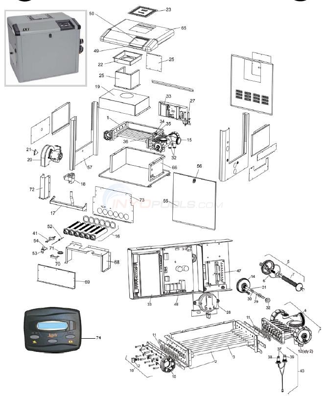 Jandy LXi Low Nox Gas Heater (2008–Present) Diagram