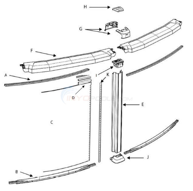 Java 33' Round 54" Wall (Resin Top Rail, Steel Upright) Parts Diagram