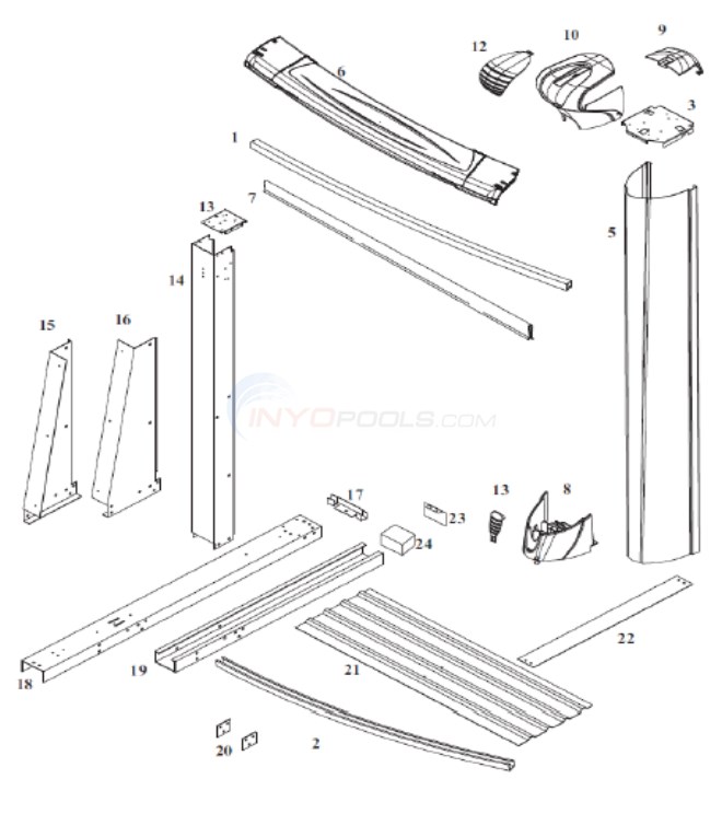 Legacy 15'x30' Oval 54" Wall (Resin Top Rail, Steel Upright) Diagram