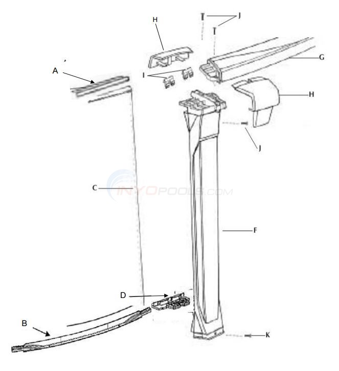 Maestro 15' Round 52" (Resin Top Rail, Resin Upright) Diagram