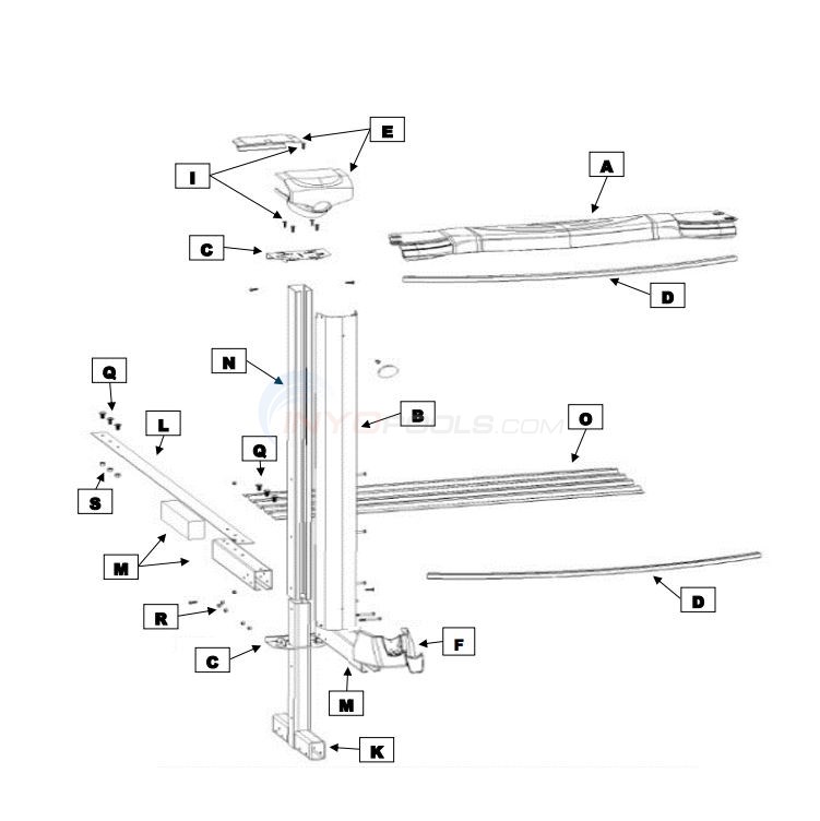 Magnus Oval 12' x 23' x 54" Wall (Resin Top Rail, Steel Upright) Diagram