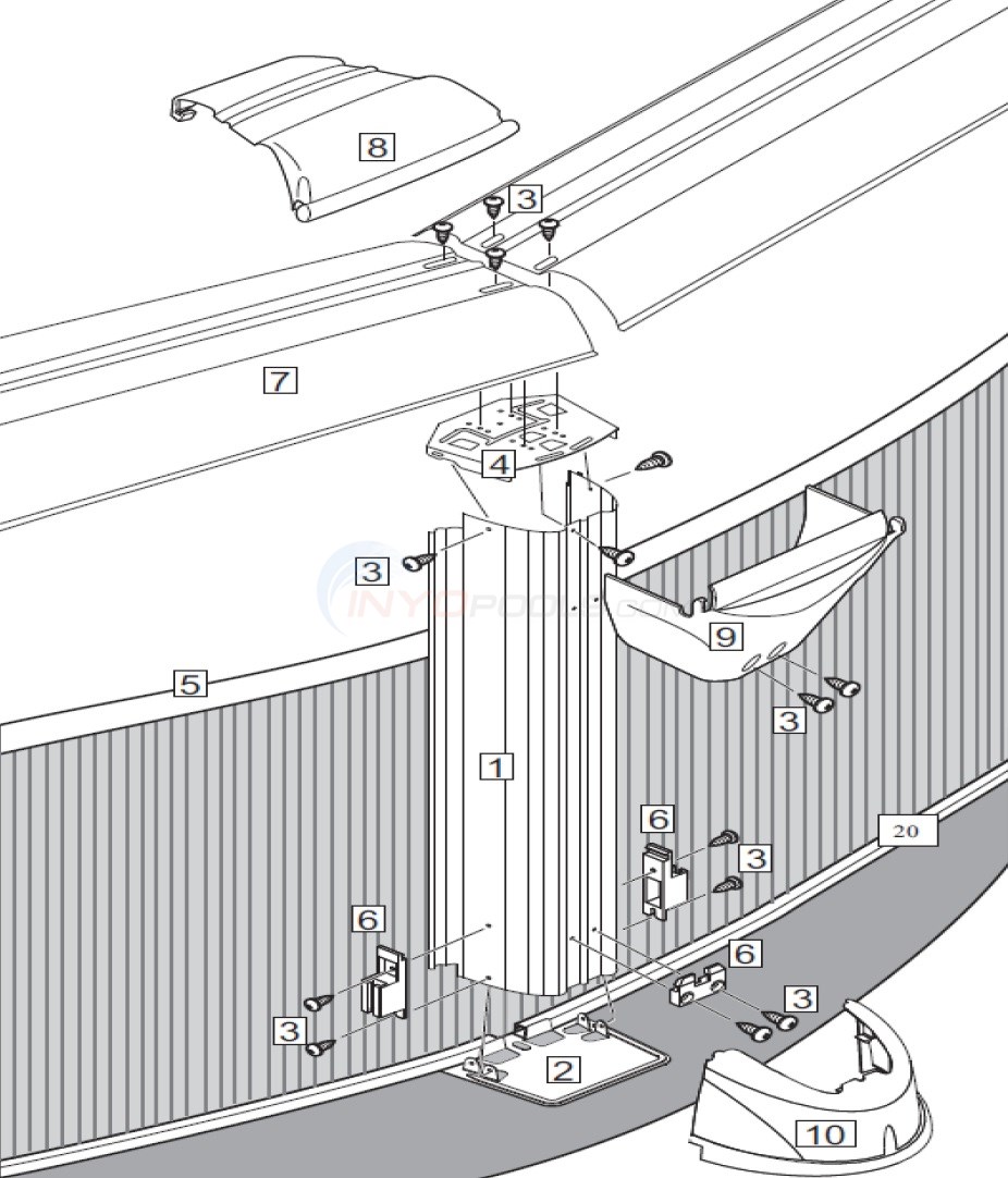 Malibu 15' Round 52" Wall (Steel Top Rail, Steel Upright) Diagram
