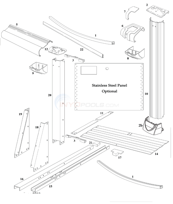 Martinique 15'x30' Oval 54" Wall (Resin Top Rail, Steel Upright) Diagram