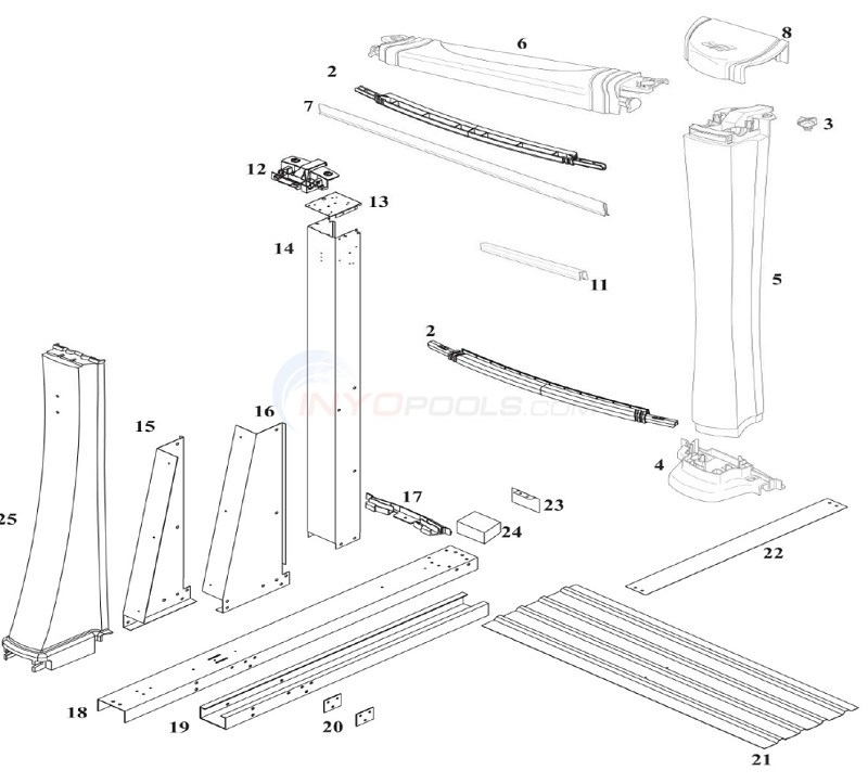 Matrix & Odyssey 15'x30' Yardmore Oval (Resin Top Rail, Resin Upright)  Diagram