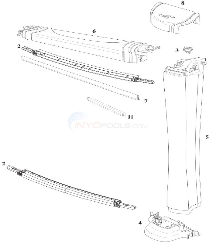 Matrix & Odyssey 18' Round 54" Wall (Resin Top Rail, Resin Upright) Diagram