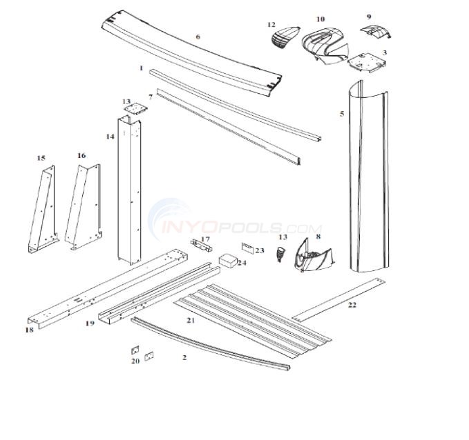 Meadows STR 15' x 24' Yardmore Oval 54" Wall (Steel Top Rail, Wall Printed Steel Upright) Diagram