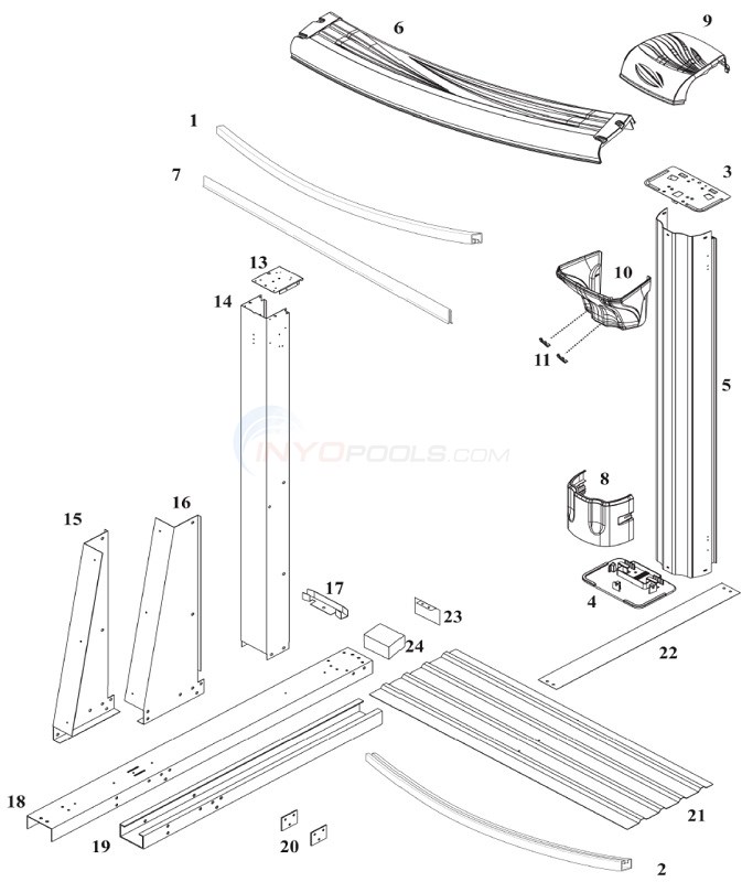 Morada 6  18'x33' Yardmore Oval (Resin Top Rail, Wall Printed Steel Upright) Diagram