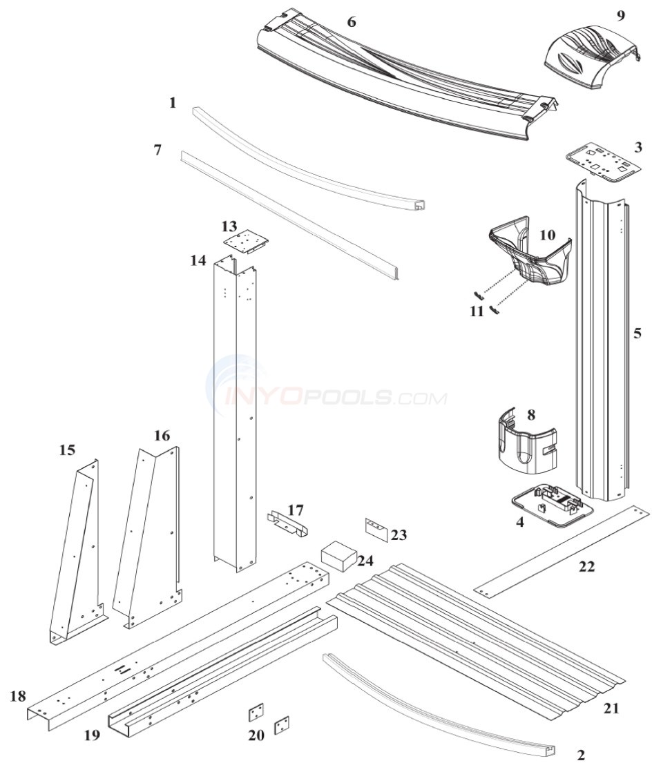 Morada 6 12'x17' Yardmore Oval (Resin Top Rail, Wall Printed Steel Upright) Diagram