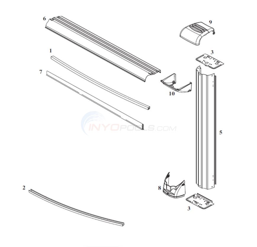 Morada 8' Round / Height 54" Wall (Steel Top Rail, Steel Upright) Diagram