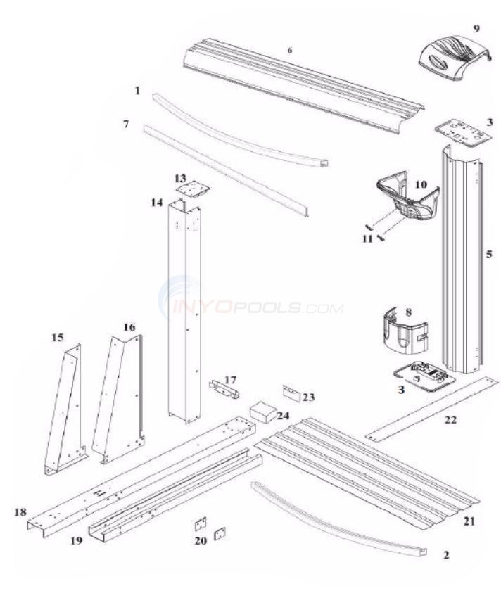 Morada 18' x 40' Yardmore Oval 54" Wall Height (Resin Top Rail, Wall Printed Steel Upright) Diagram