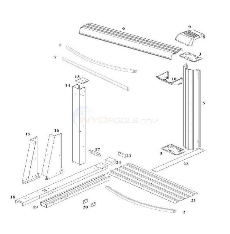 Morada Oval/Yardmore 15' x 30' (Steel Top Rail, Steel Upright) Diagram