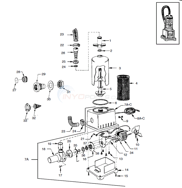 Muskin Cartridge System Aquajet, FE095, FE121 Parts